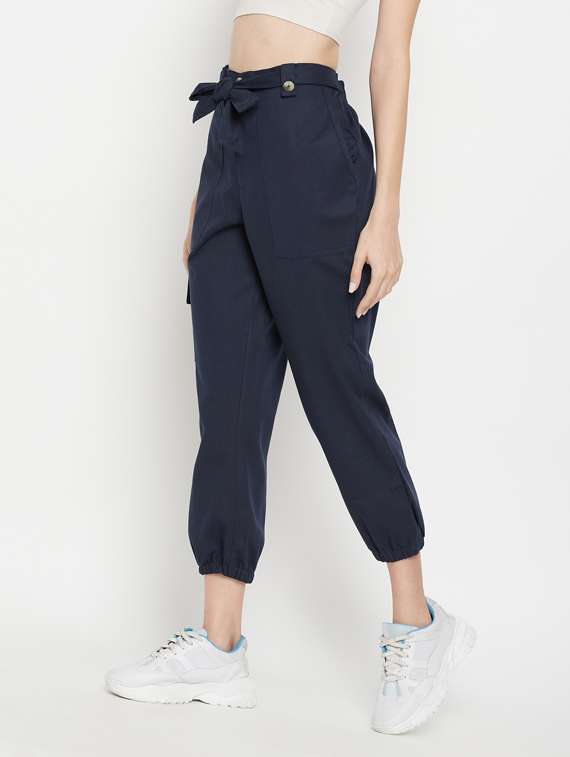 tie front solid cargo trouser - 18475092 -  Standard Image - 1