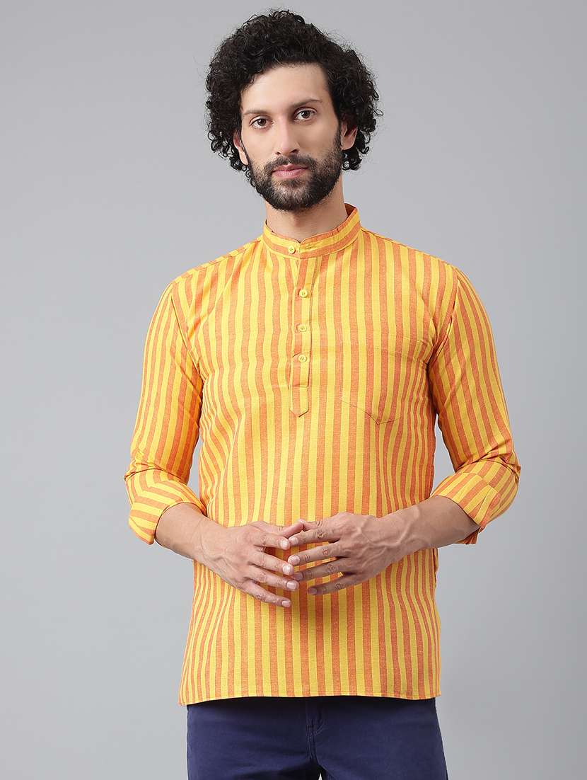 yellow striped short kurta
