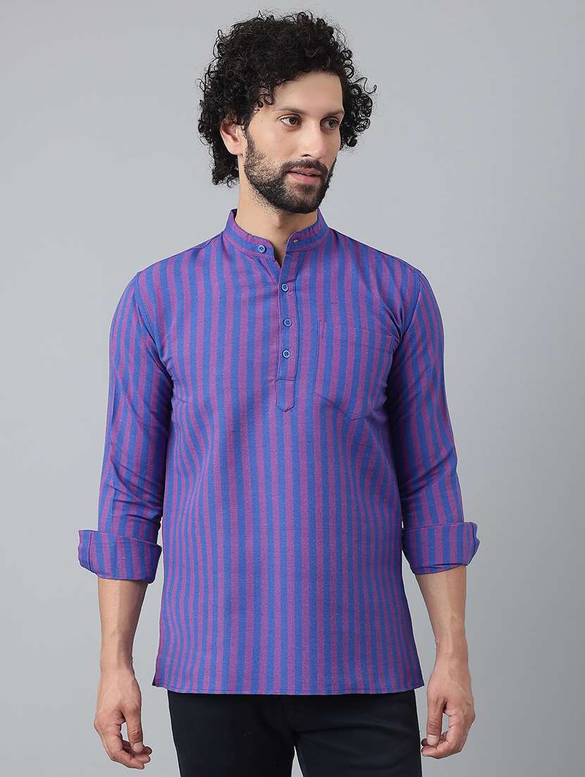 blue striped short kurta