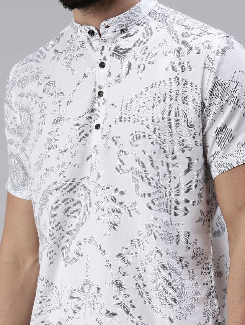 white printed short kurta - 18475112 -  Standard Image - 4