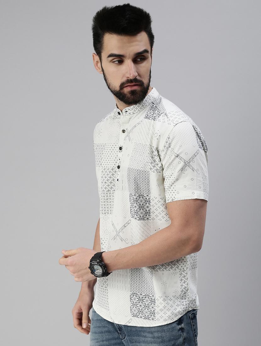 off white printed short kurta - 18475113 - Standard Image - 1