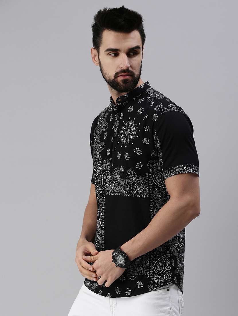 black printed short kurta - 18475115 -  Standard Image - 1