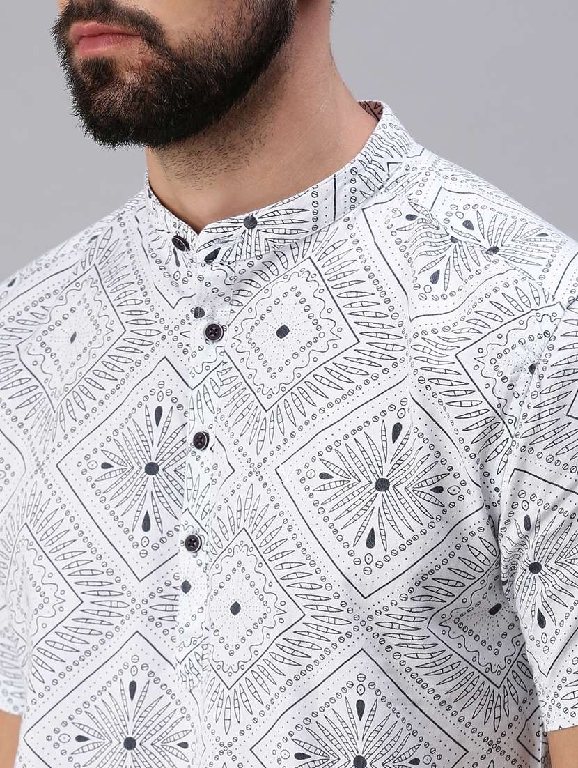 white printed short kurta - 18475125 -  Standard Image - 4