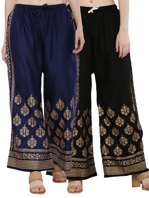 pack of 2 gold print flared palazzo - 18475137 - Standard Image - 0
