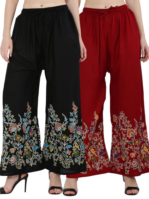 pack of 2 floral hem flared palazzo - 18475154 - Standard Image - 0