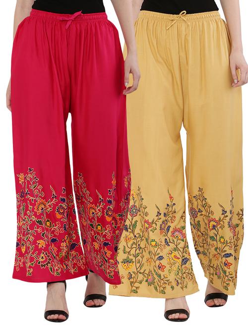 pack of 2 floral hem flared palazzo - 18475155 - Standard Image - 0