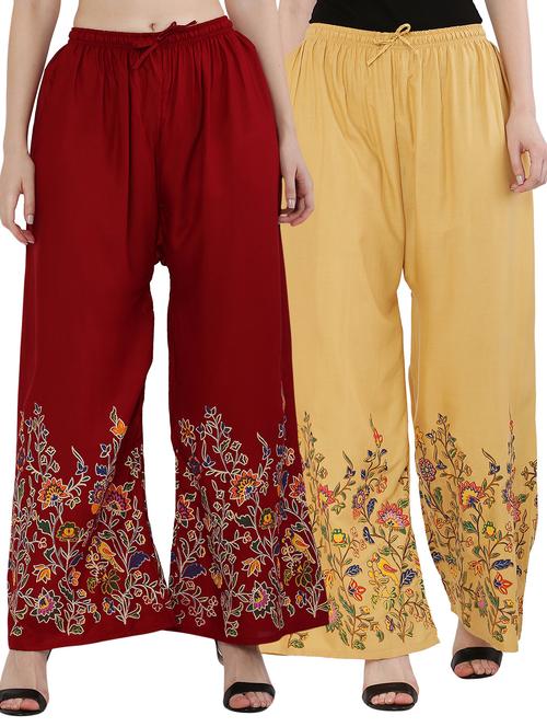pack of 2 floral hem flared palazzo  - 18475158 -  Standard Image - 0