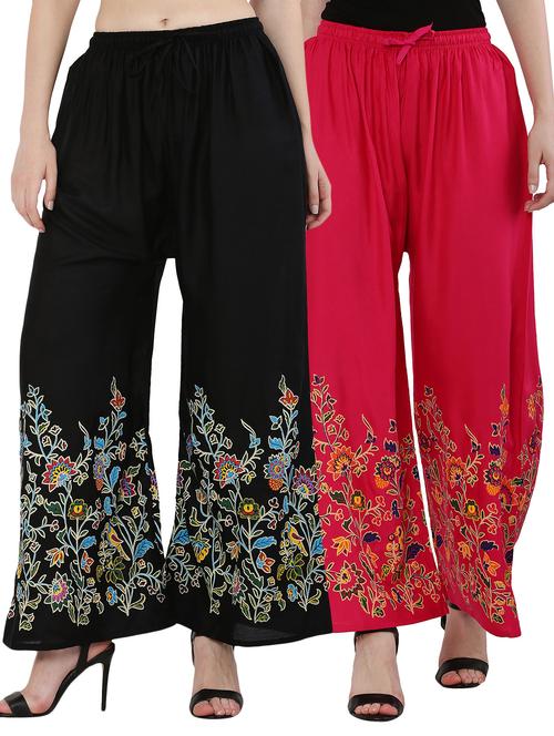 pack of 2 floral hem flared palazzo - 18475169 - Standard Image - 0