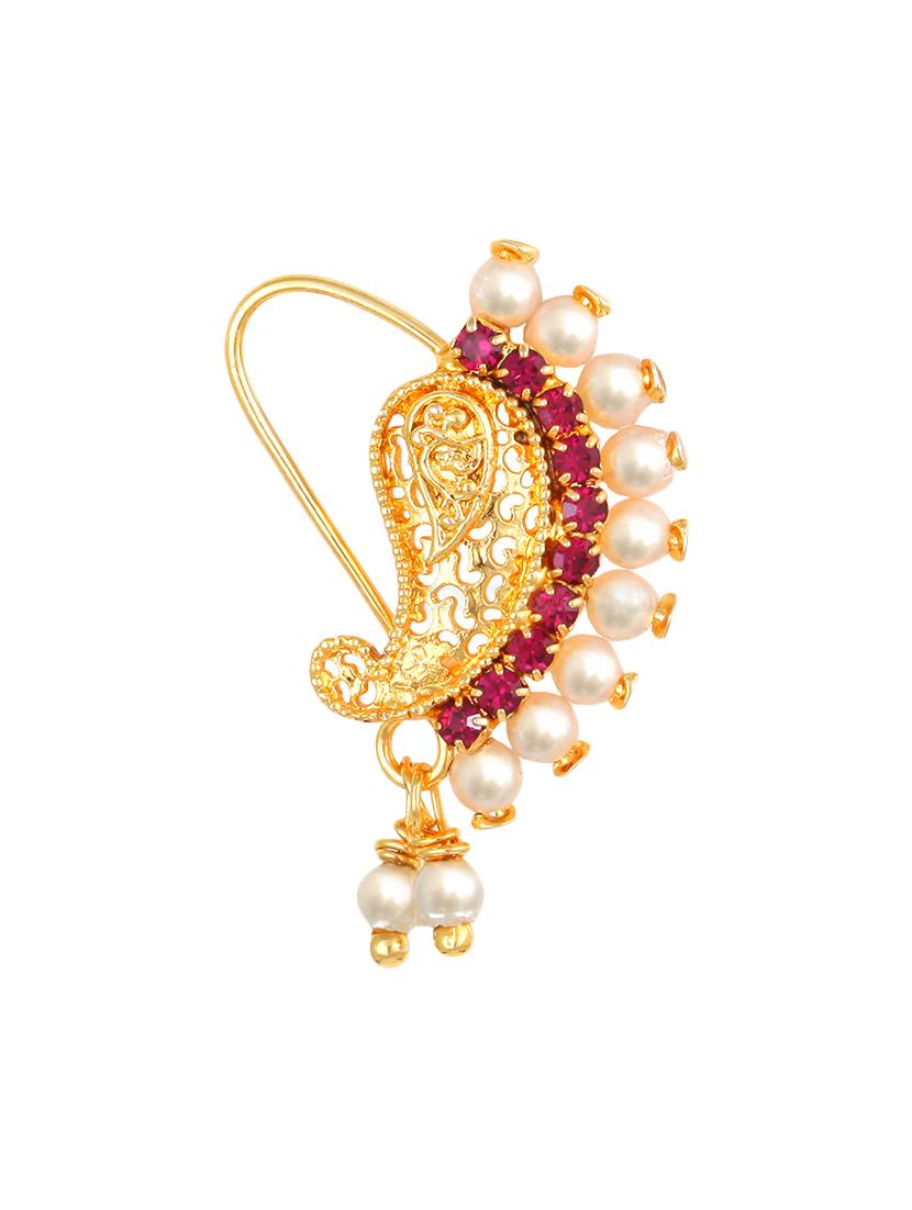 gold brass naath nose pin - 18475517 - Standard Image - 1