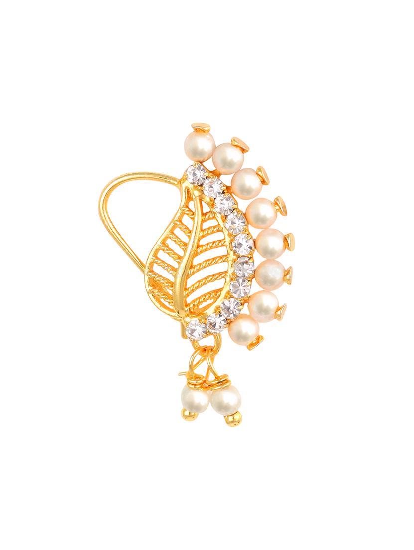 gold brass naath nose pin - 18475519 - Standard Image - 1