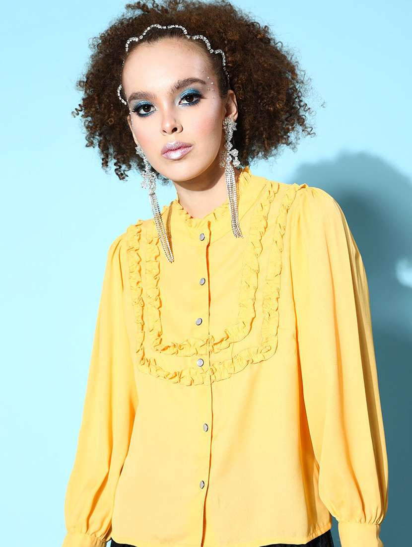 ruffled detailed bishop sleeved regular shirt - 18475533 -  Standard Image - 4