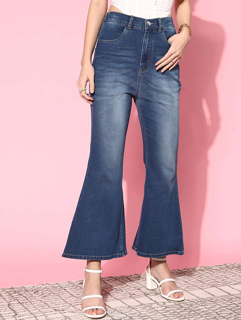 high rise bootcut denim jean