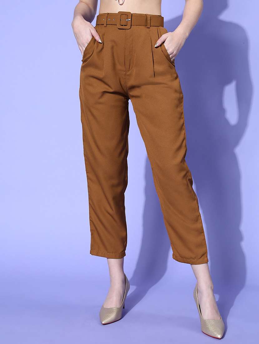 high rise solid pleated trouser 