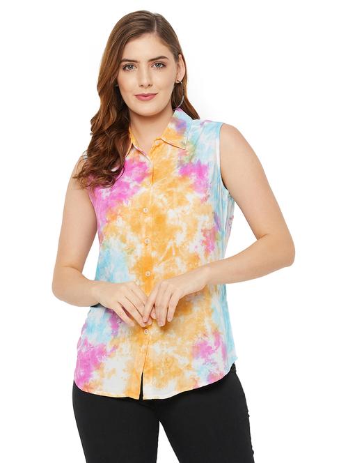 curved hem tie & dye regular shirt - 18475900 -  Standard Image - 0