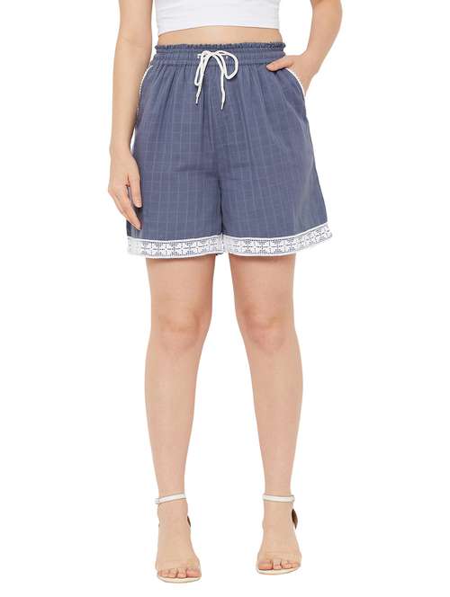 drawstring waist checkered short - 18475902 -  Standard Image - 0