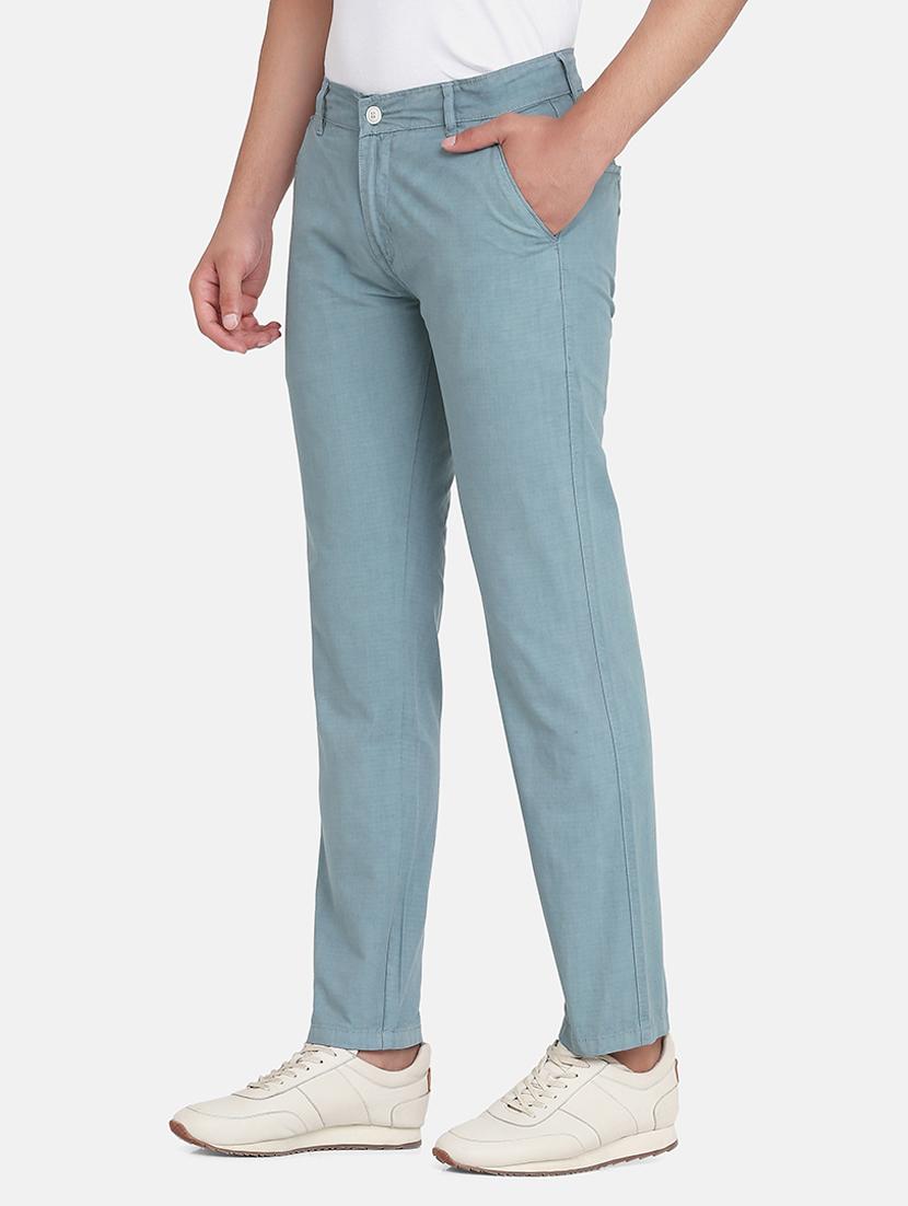 green solid casual trouser - 18476003 - Standard Image - 1