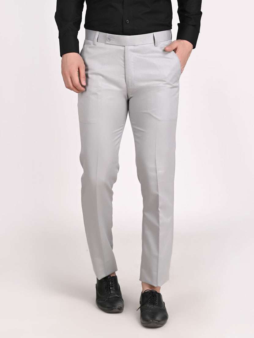 grey solid formal trouser