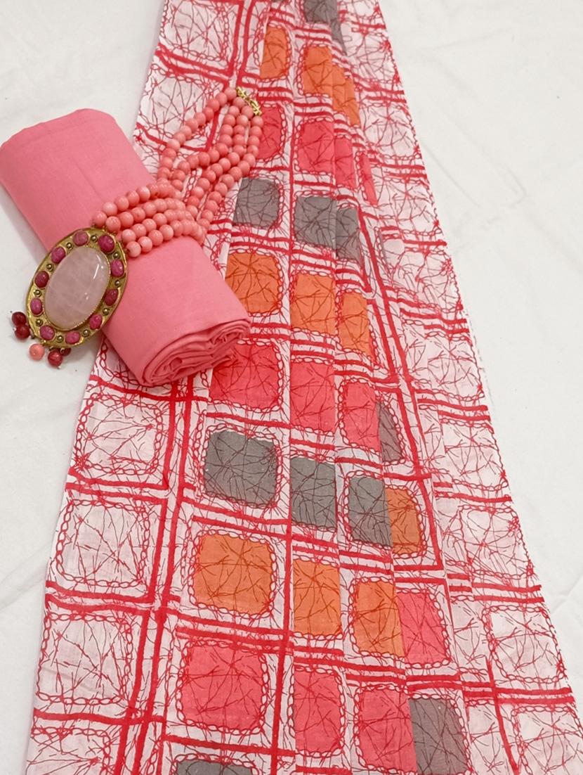 pink unstitched salwar suit set - 18476141 - Standard Image - 4