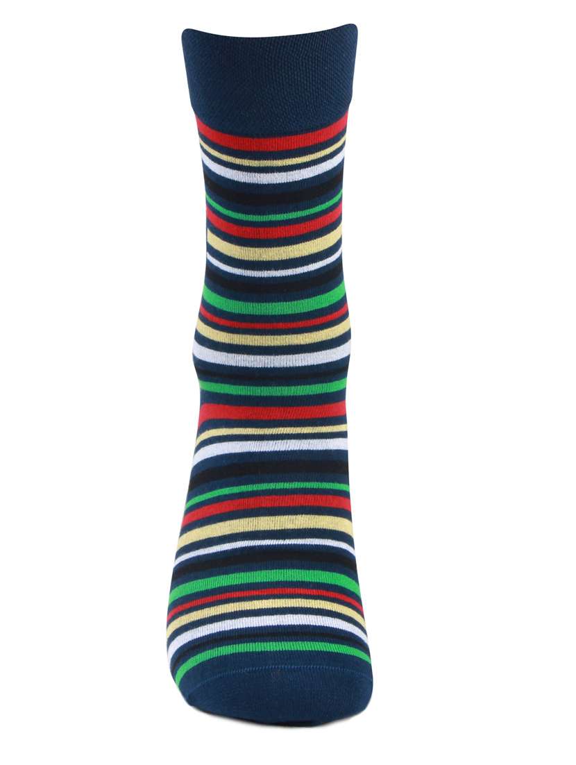 mens blue striped above ankle length sock
