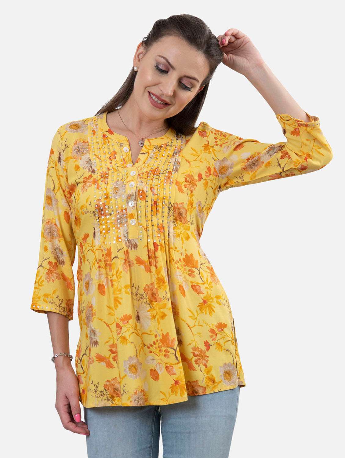 floral print fusion kurti