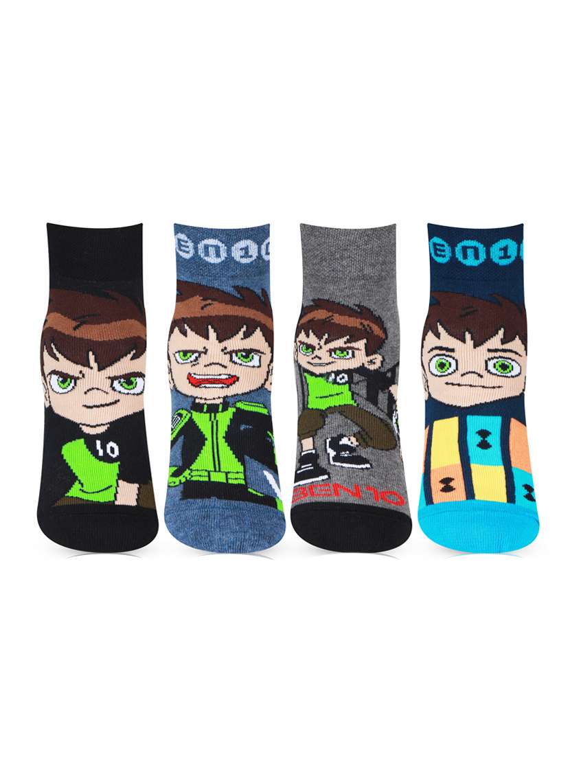 boys pack of 4 printed ankle length socks