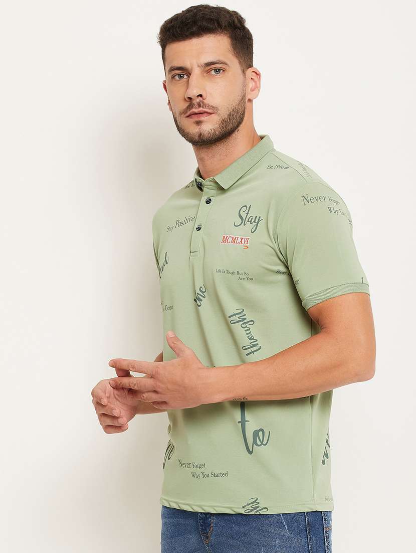 green printed polo t-shirt - 18477072 -  Standard Image - 1