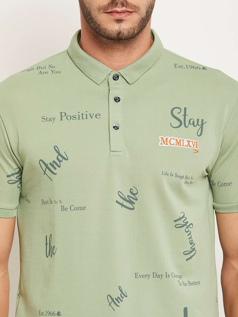 green printed polo t-shirt - 18477072 -  Standard Image - 4