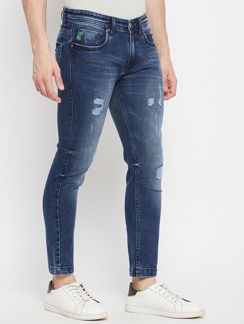 navy-blue distressed denim jean - 18477087 - Standard Image - 1