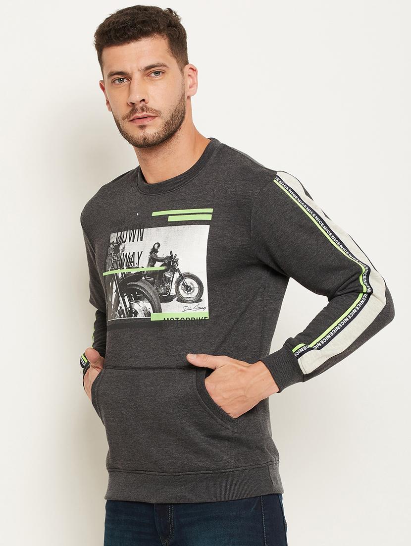 charcoal chest print sweatshirt - 18477096 - Standard Image - 1