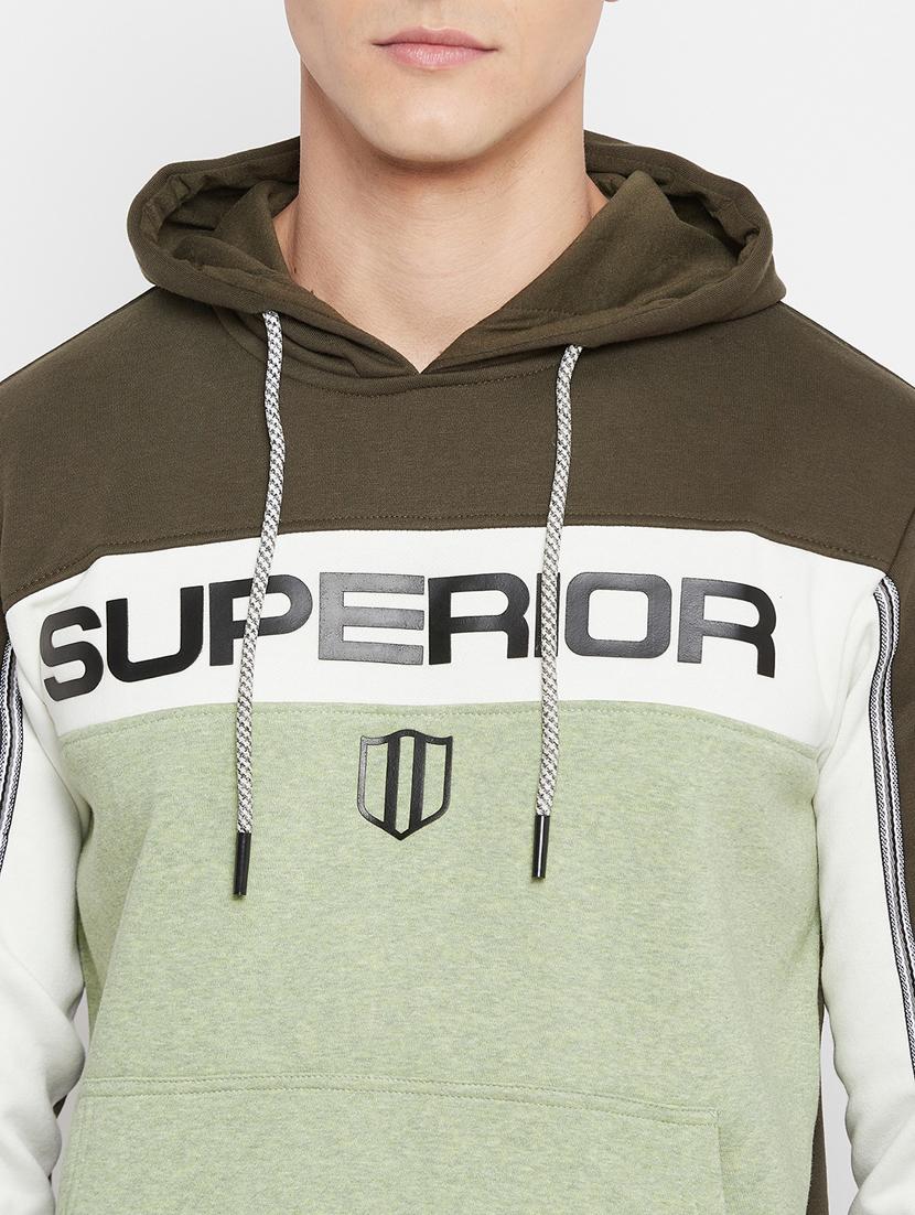 olive-green cut & sew hooded sweatshirt - 18477105 - Standard Image - 4