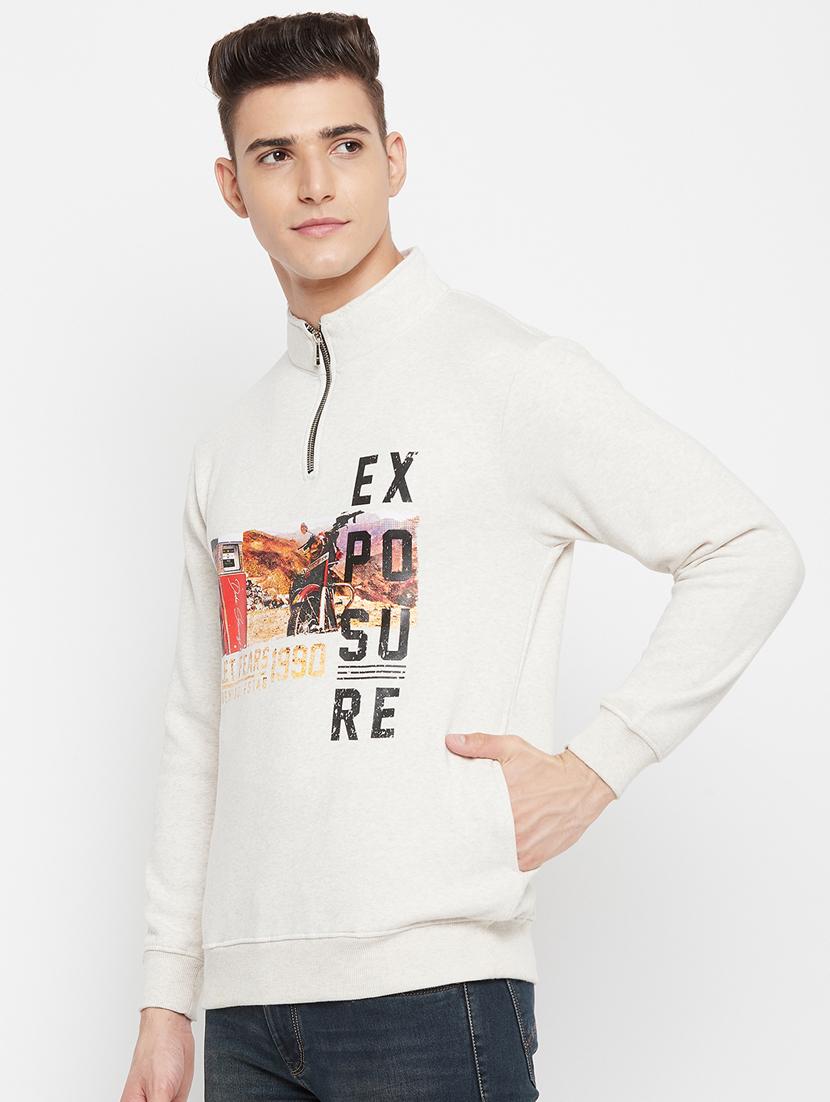beige front print sweatshirt - 18477108 - Standard Image - 1