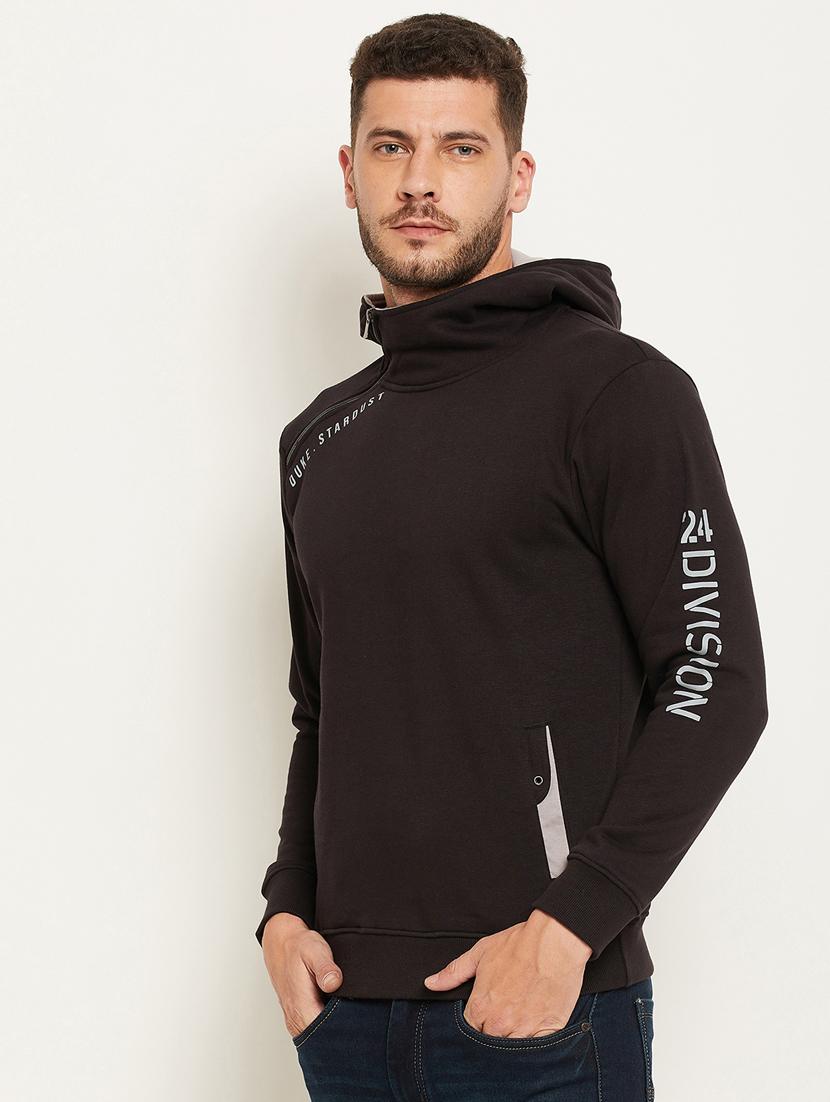 black solid hooded sweatshirt - 18477135 - Standard Image - 1