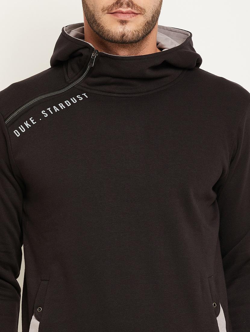 black solid hooded sweatshirt - 18477135 - Standard Image - 4