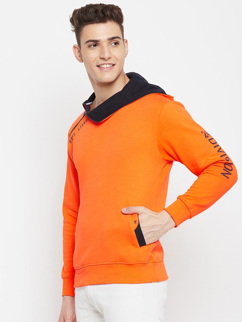 orange printed hooded sweatshirt - 18477136 - Standard Image - 1