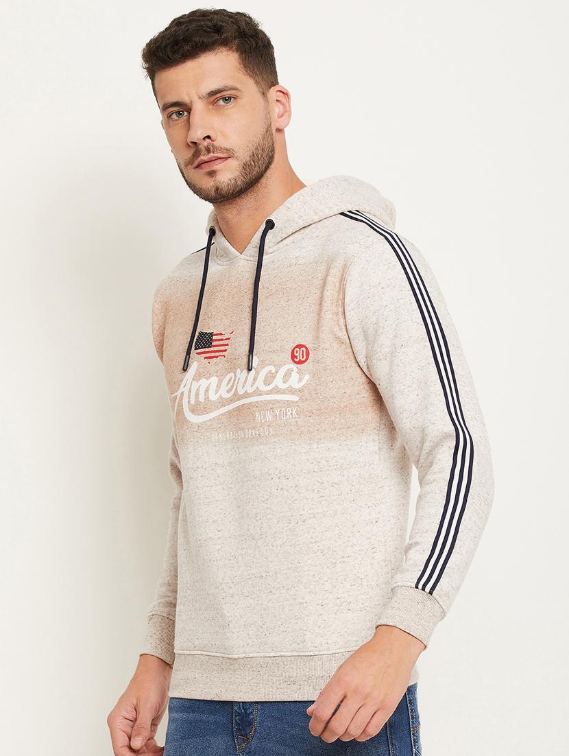 beige front print hooded sweatshirt - 18477139 - Standard Image - 1