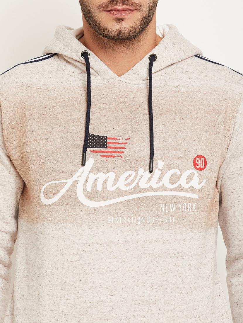 beige front print hooded sweatshirt - 18477139 - Standard Image - 4