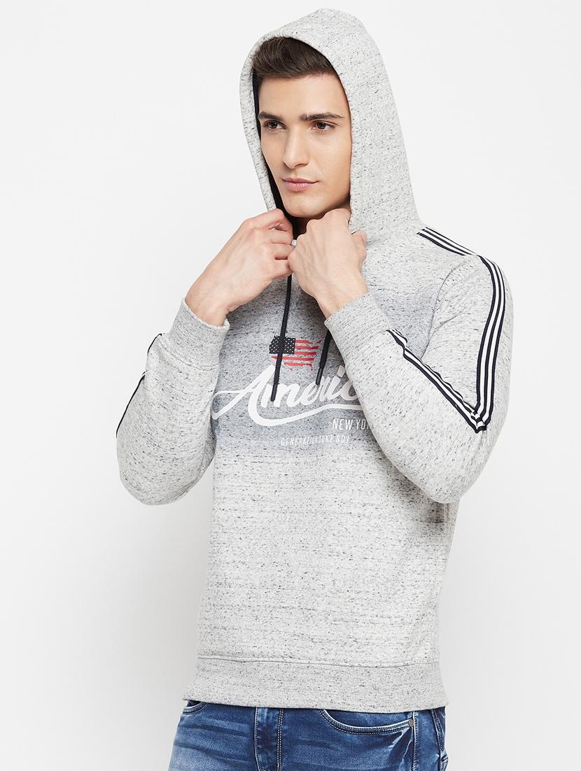 grey chest-print hooded sweatshirt - 18477140 - Standard Image - 1