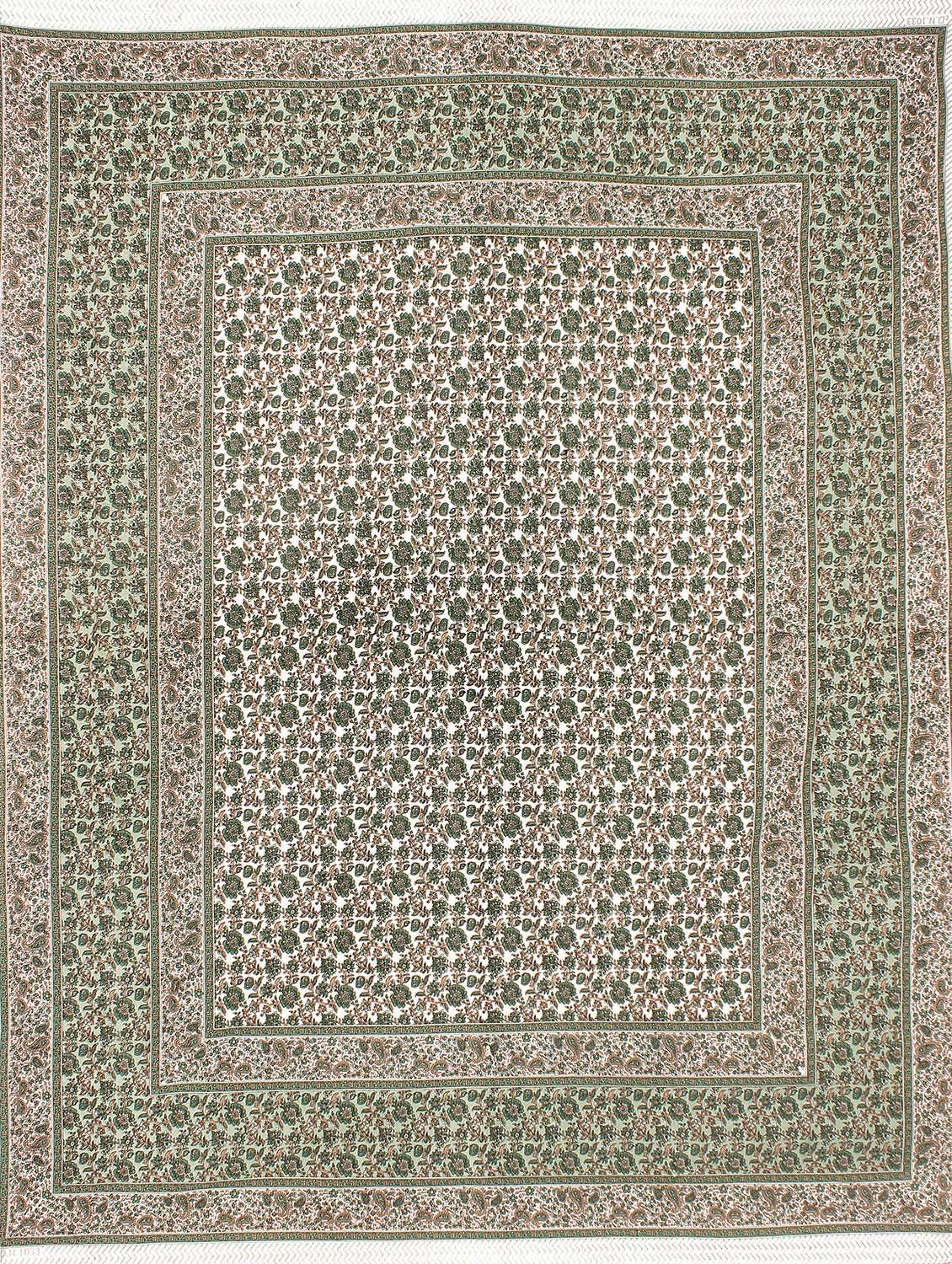 carry border printed 100% cotton pigment double bedsheet with pillow-green colour - 18477176 - Standard Image - 4