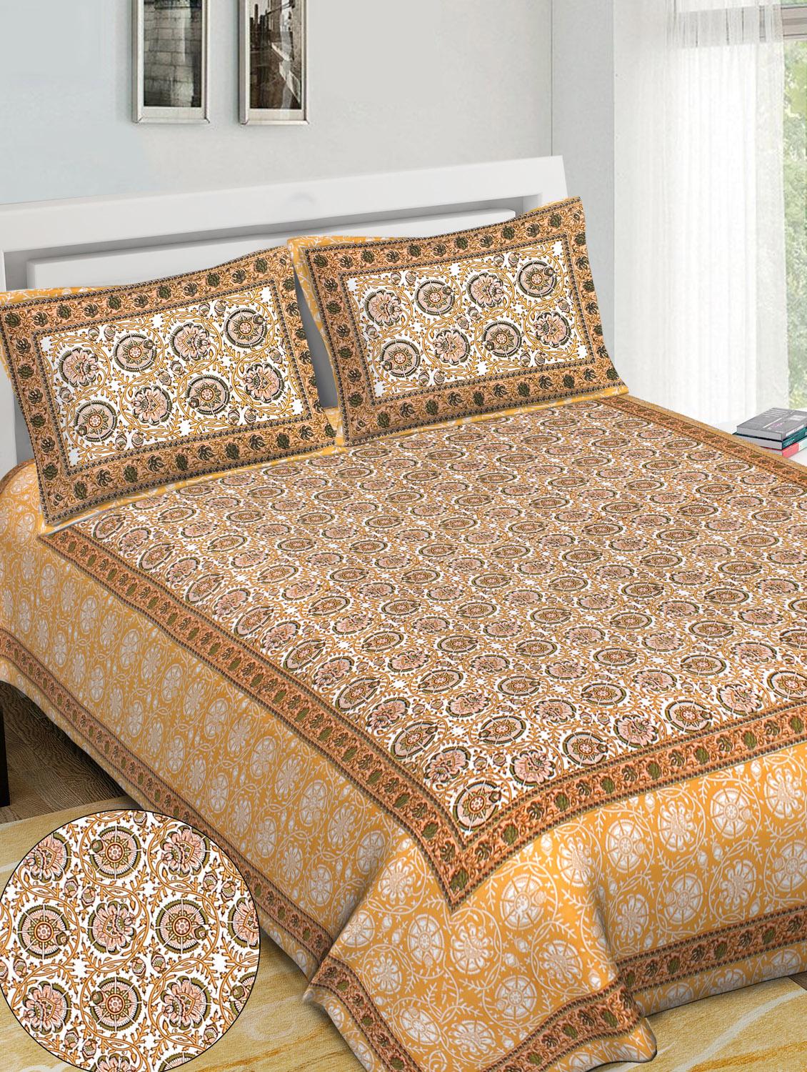 kalamkari buta printed 100% cotton pigment double bedsheet with pillow covers - 18477201 - Standard Image - 1