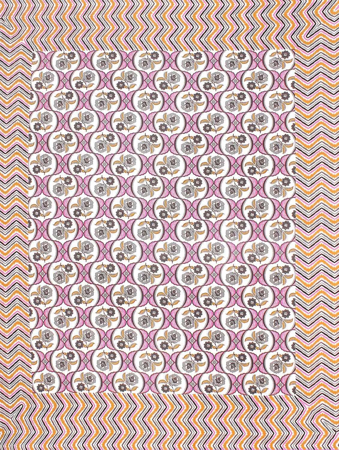 zigzag flower printed 100% cotton pigment double bedsheet with pillow covers - 18477212 - Standard Image - 4