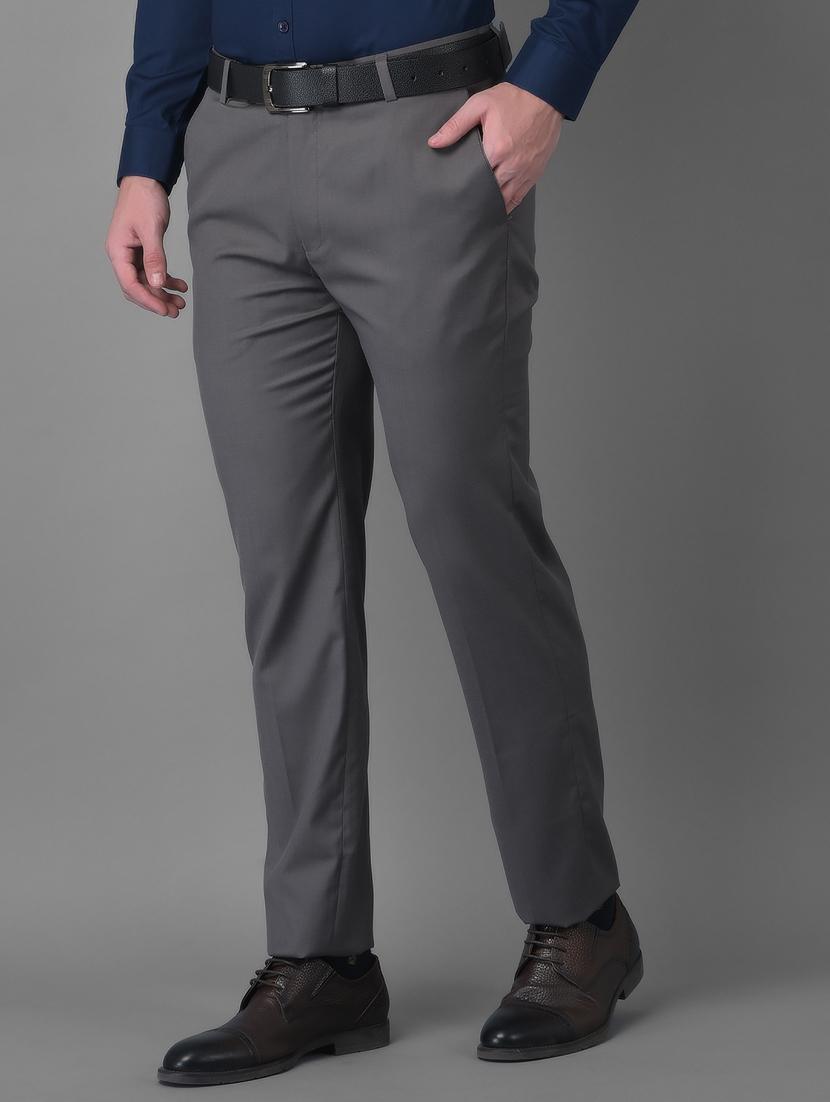 grey solid formal trouser - 18477376 -  Standard Image - 1