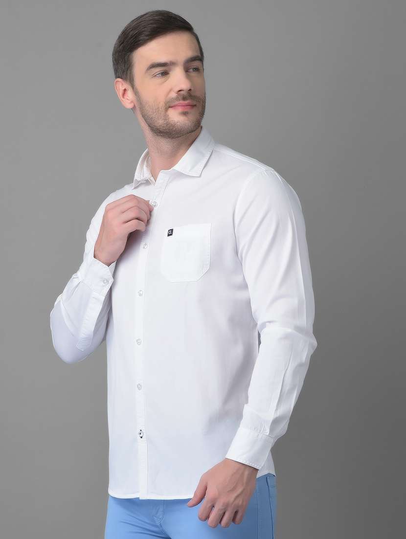white solid casual shirt - 18477386 -  Standard Image - 1