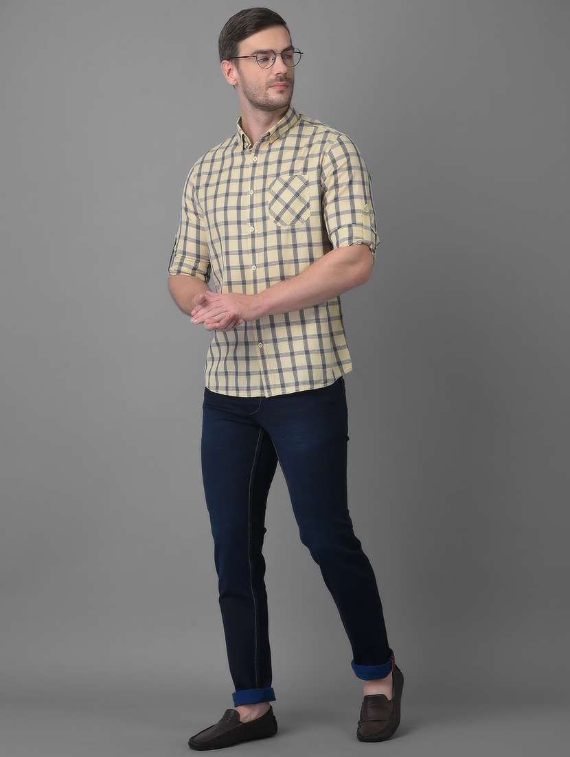 yellow checkered casual shirt - 18477388 -  Standard Image - 4