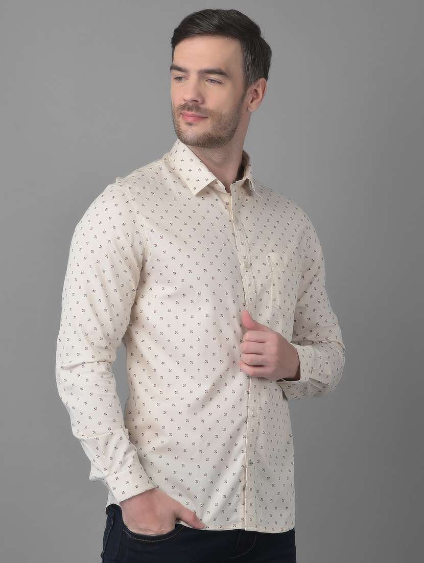 cream printed casual shirt - 18477393 -  Standard Image - 1