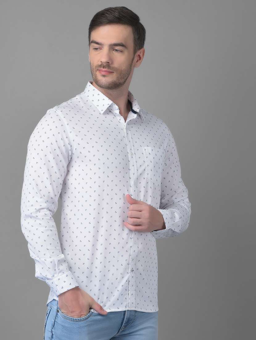 mens micro print casual shirt - 18477395 - Standard Image - 1