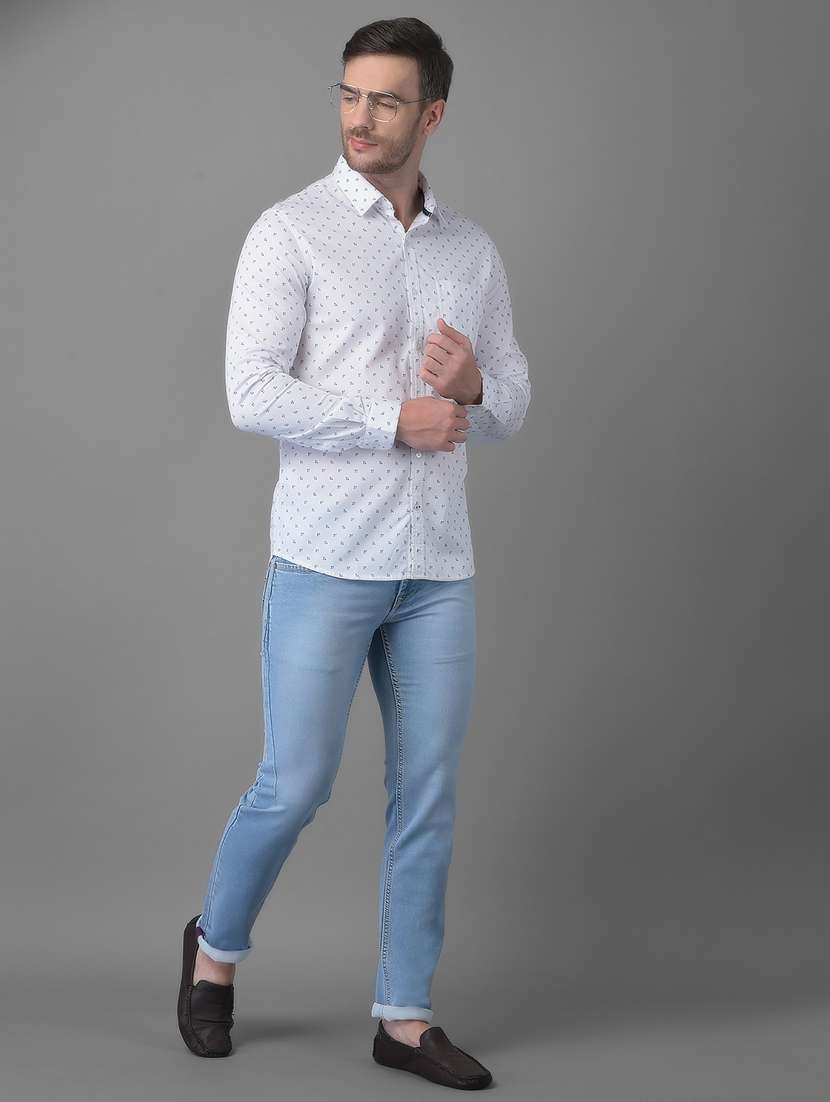 mens micro print casual shirt - 18477395 - Standard Image - 4