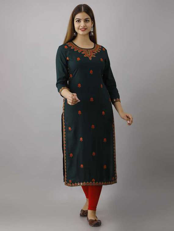 embroidered straight kurta