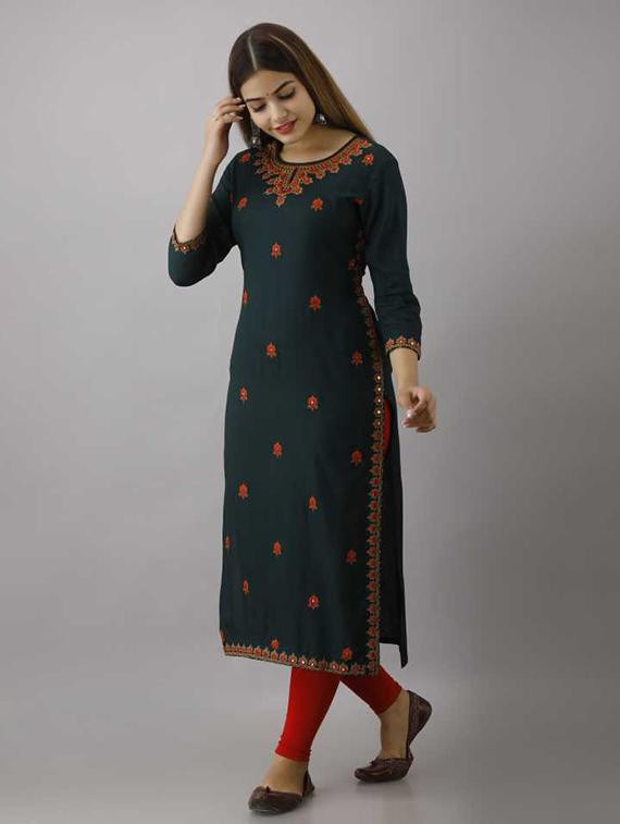 embroidered straight kurta - 18477986 - Standard Image - 1