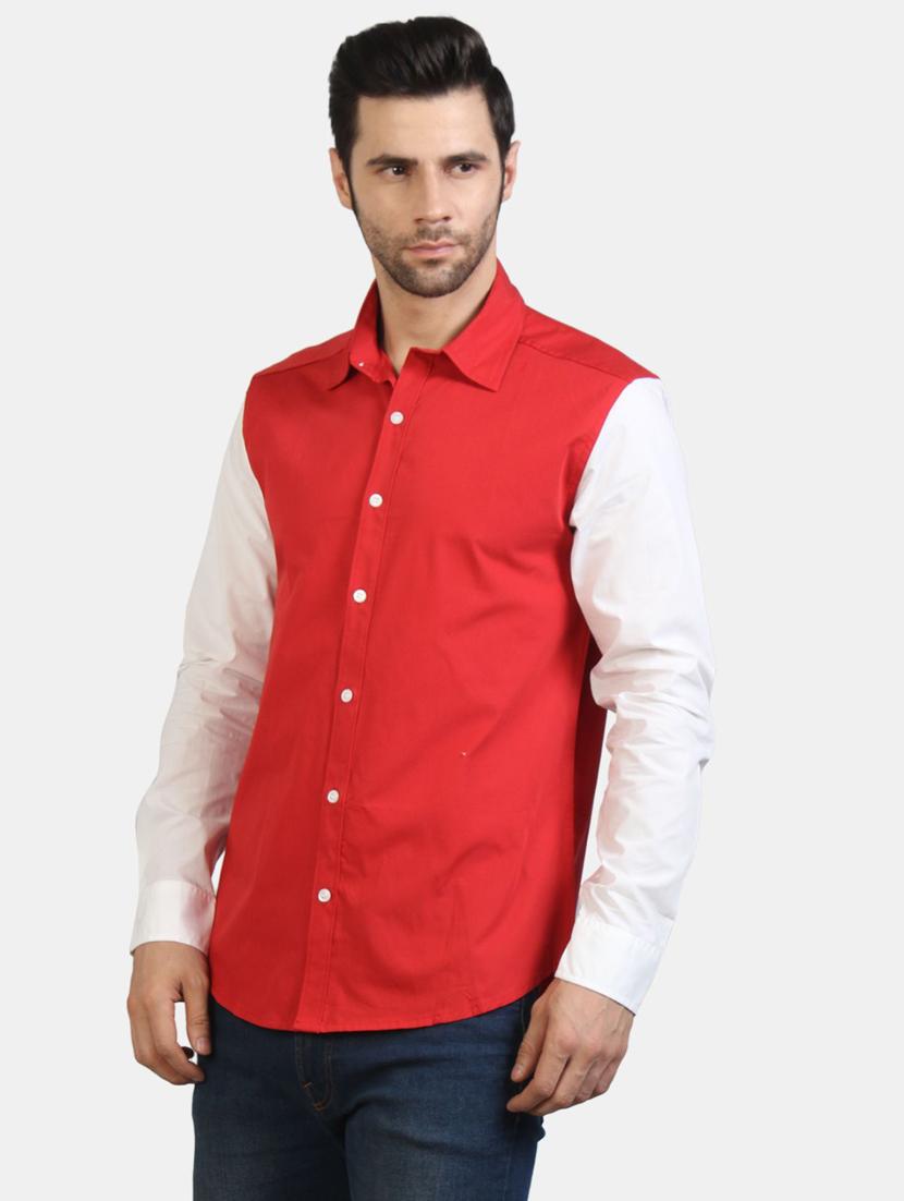 red color-blocked casual shirt - 18478930 - Standard Image - 1