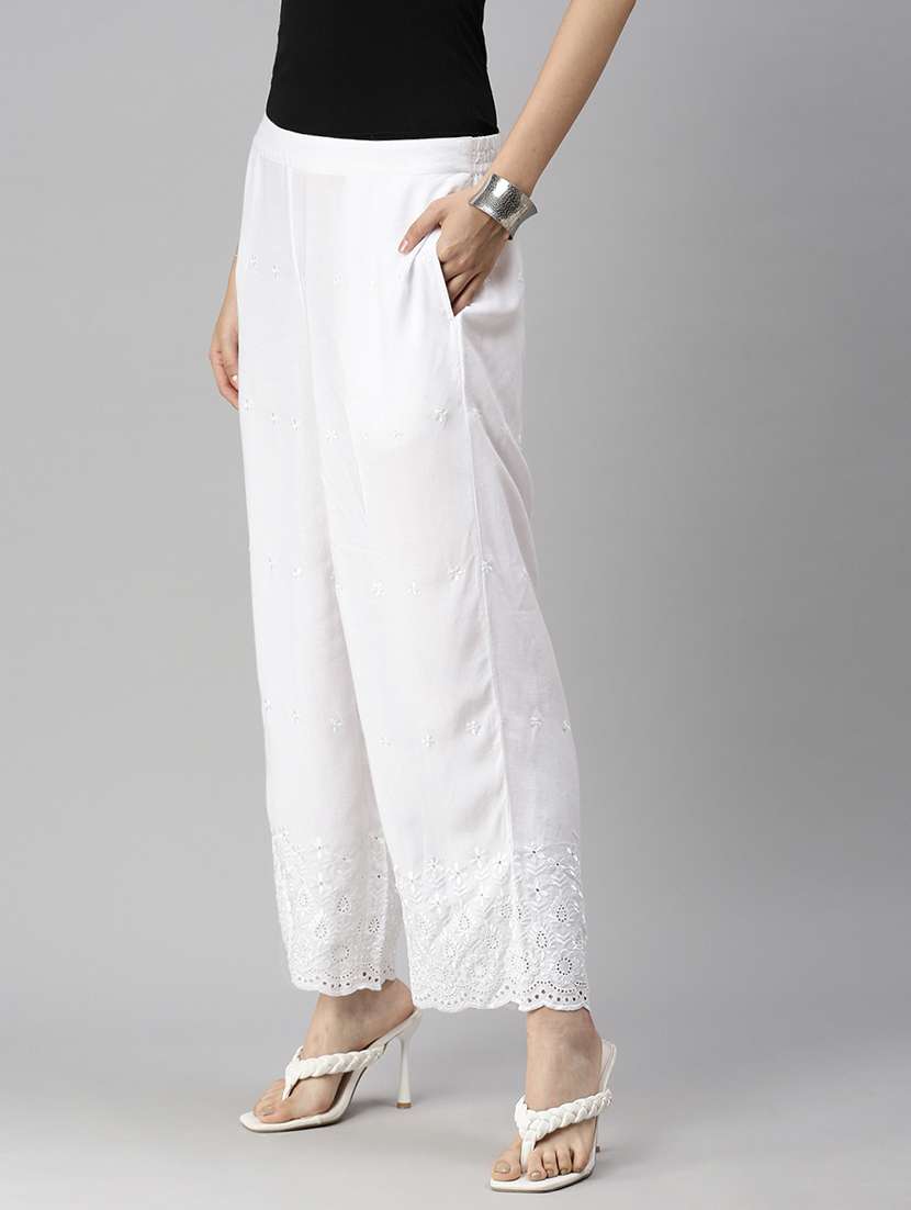 women tonal embroidered straight palazzo - 18478977 -  Standard Image - 1